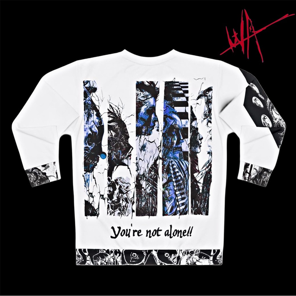 Graphic Long Sleeve Shirt with Blue and Black Design